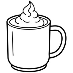 Minimal Hot Cocoa Mug Line Art