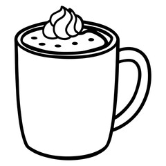 Minimal Hot Cocoa Mug Line Art