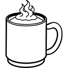Minimal Hot Cocoa Mug Line Art