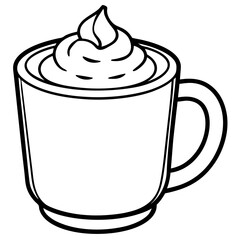 Minimal Hot Cocoa Mug Line Art