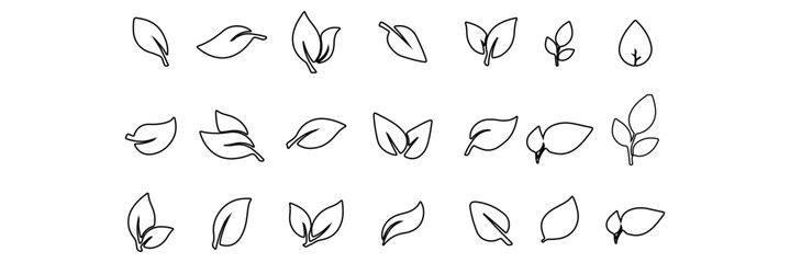 Leaf Icon Set. Botanical Silhouettes and Plant Symbols Collection