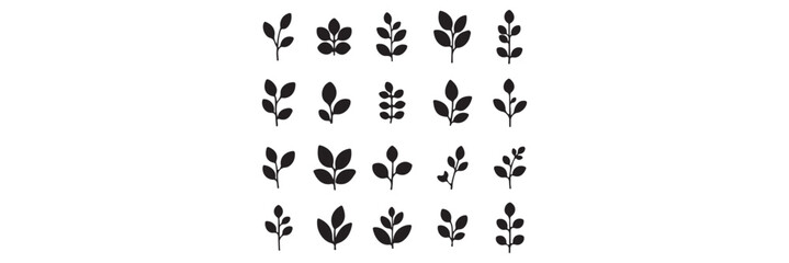 Leaf Icon Set. Botanical Silhouettes and Plant Symbols Collection
