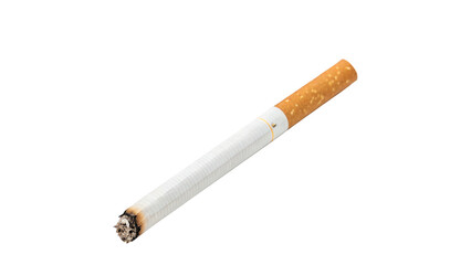 single cigarette  butt smoking Burning Cigarette with Ash  isolated on transparent background