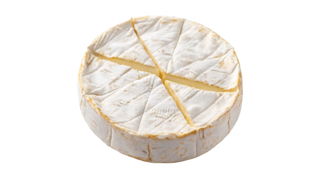 brie cheese close  shot from the top  isolated on transparent background