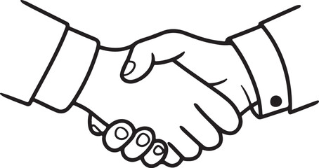 Handshake Line Art on a Clear Canvas Depicting Agreement and Partnership