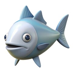 Obraz premium A cute cartoon fish with big eyes and a slightly open mouth isolated on white background