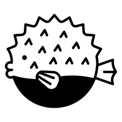Cute Puffer Fish Vector Icon