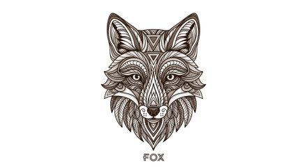 Ornate Fox Head Design with Intricate Mandala Patterns