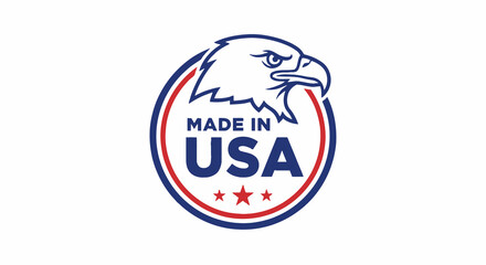Patriotic "Made in USA" Eagle Emblem with Red, White, and Blue Colors