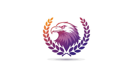 Majestic Eagle Head in Laurel Wreath, Vibrant Gradient Design
