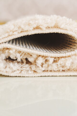 close-up. beige Interior pile carpet made of polypropylene.