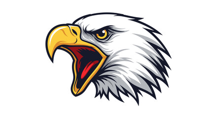 Fierce Cartoon Eagle Head, Open Beaked, Bold Colors