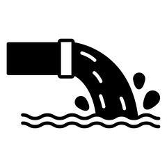 Sewage Pipe Discharging Wastewater into River Icon