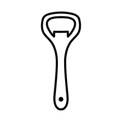 瓶のふたを開けるための栓抜き（ボトルオープナー）の線画イラスト。白背景で描かれたシンプルなベクターデザイン｜栓抜き,ボトルオープナー,線画,ベクター,道具