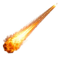 Fiery Meteor Trail: Blazing Across a White Background