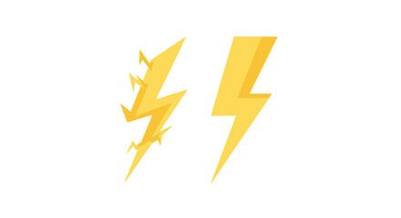 Two stylized, yellow lightning bolt icons, one with jagged edges.
