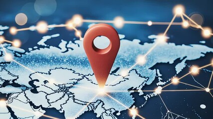 Global connection concept with map and location pin illustration - Powered by Adobe