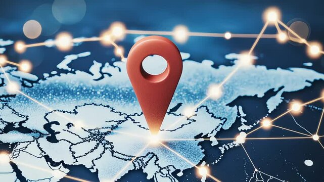 Global connection concept with map and location pin illustration