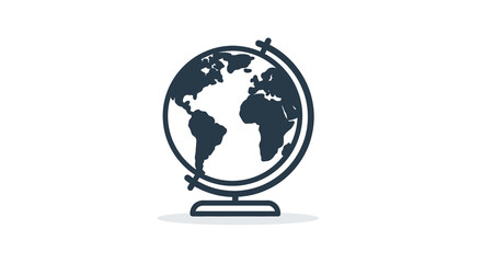 Simple Outline Illustration of a Standing World Globe