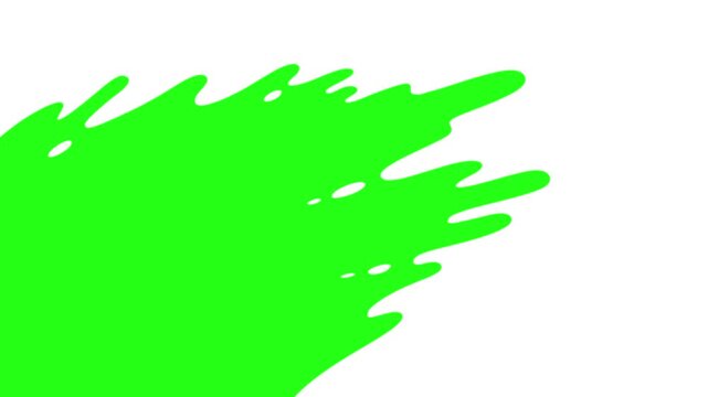 Abstract white fluid animation on green screen background. Seamless hand drawn liquid transition animation.