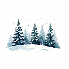 Obraz premium Winter landscape with snow-covered pine trees in serene setting 
