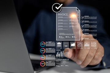 Automated business finance system manages invoice processing, tax reporting, accounting, payment...