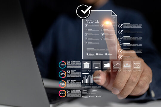 Automated business finance system manages invoice processing, tax reporting, accounting, payment orders, and loan billing while organizing enterprise income database efficiently
