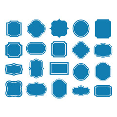 Set of Twenty- One Blue and White Frames on White Background