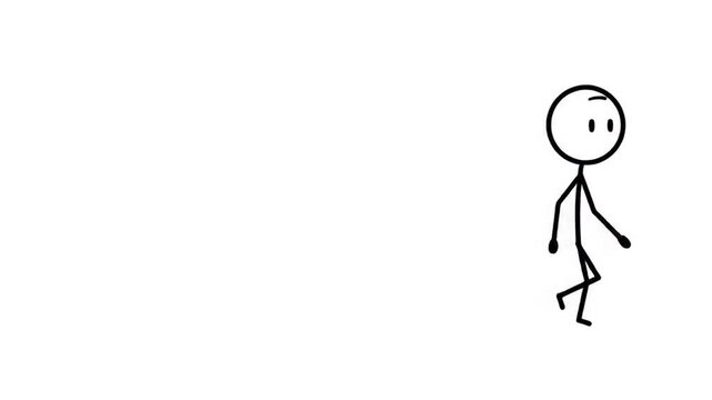 Stick figure animation looping white background
