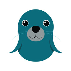 Sea lion head expressive mascot artwork Vector illustration