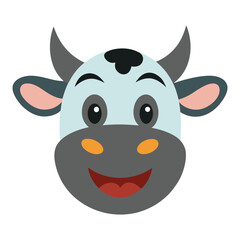Smiling cow head cheerful mascot logo Vector illustration