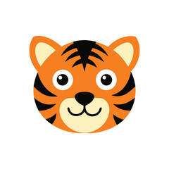 Tiny tiger head small fierce mascot logo Vector illustration