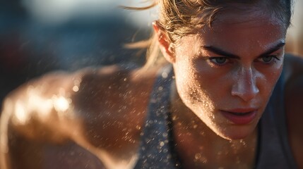 Obraz premium Dynamic close-up photo of an athlete in motion during a race