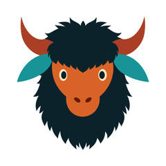Yak head fuzzy nature mascot artwork Vector illustration