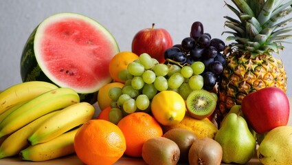 Assortment of fresh and colorful tropical fruits