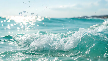 Ocean wave crashing turquoise sea water summer vacation travel destination beach landscape photography