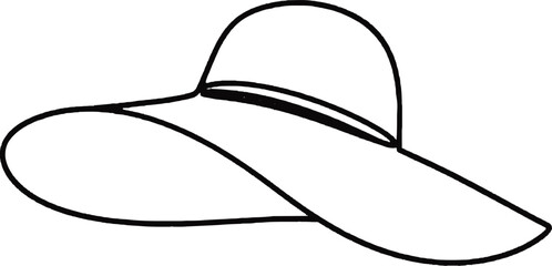 Sun hat beach hat Minimalist line art hand drawn outline stroke