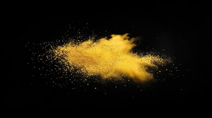 glow gold glitter dust on black background, 