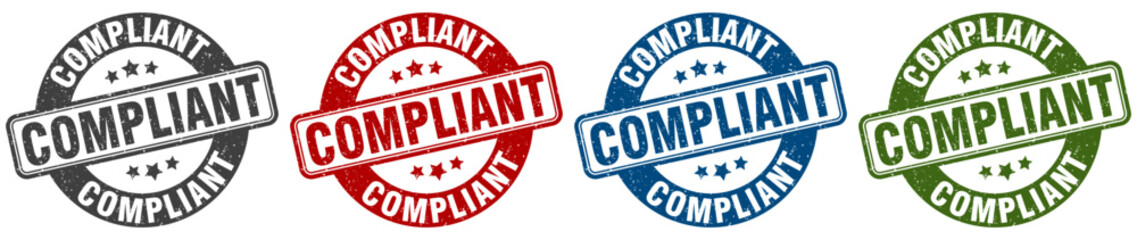 compliant stamp. compliant round stamp set isolated on white background