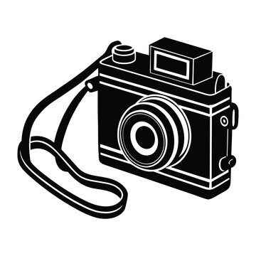 recommend clip art: Retro Camera Silhouette  Minimal Vector of Vintage Photography Gear