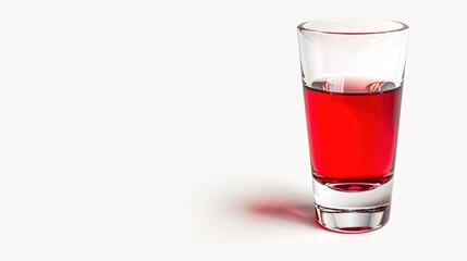 A glass filled with a vibrant red liquid, standing isolated on a clean white background. This image is perfect for beverage - related projects, whether it's for cocktail menus, wine promotions, 