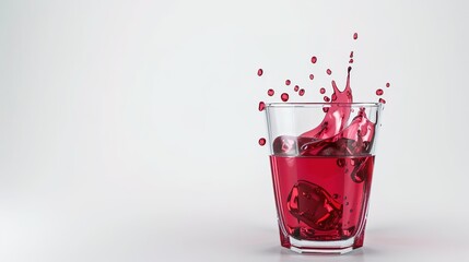 A glass filled with a vibrant red liquid, standing isolated on a clean white background. This image is perfect for beverage - related projects, whether it's for cocktail menus, wine promotions, 
