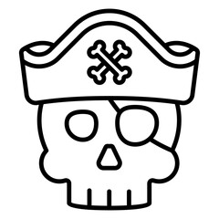 Skull Pirate Icon Outline for App & Web Design