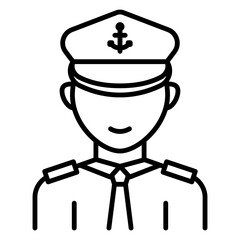 Vector Line Art of a Navy Officer or Sailor