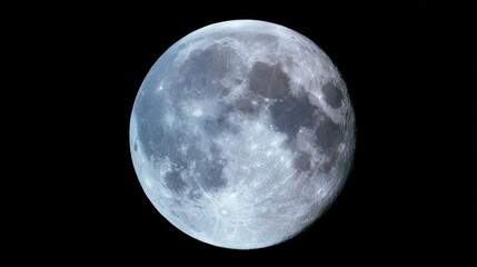 Obraz premium Detailed Moon Surface CloseUp Isolated on Black Background with Visible Craters and Texture