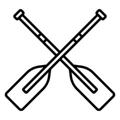 Crossed Paddle Illustration Line Icon
