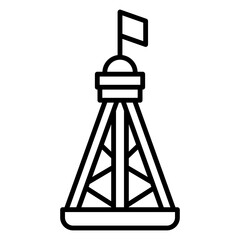 Coastal Observation Tower with Flag Icon