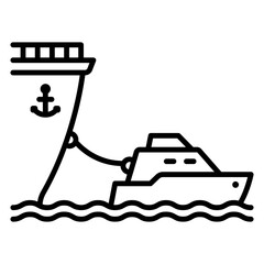 Vessel Assistance: Ship Towing Small Boat Icon