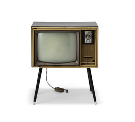Vintage Television TV On PNG Transparent Background .Cut-Out Clipping Path With Adobe Photoshop Pen...