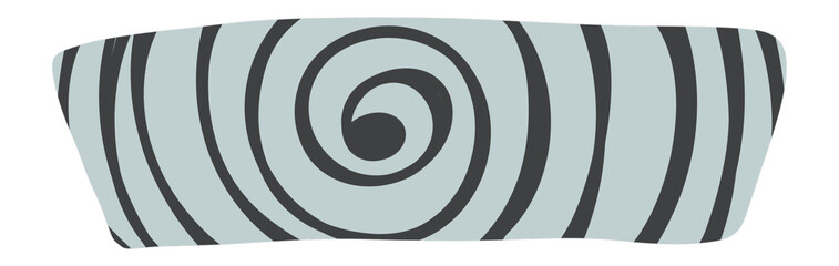 Sign or decorative bar, rectangular shape, curved, with various patterns and colored surfaces.